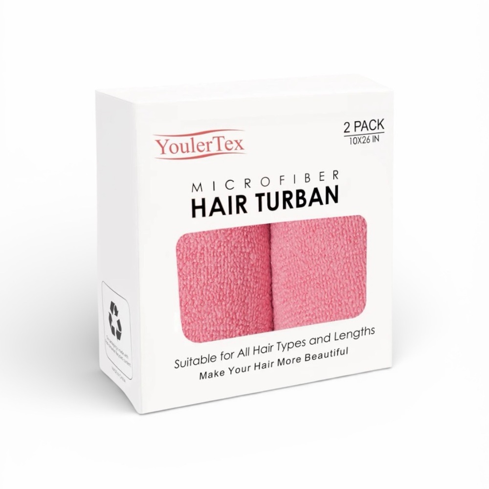Pink Microfiber Hair Turban Set